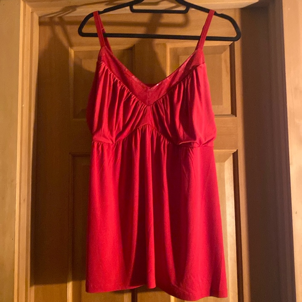 Cute red tank with sequin v-neck
